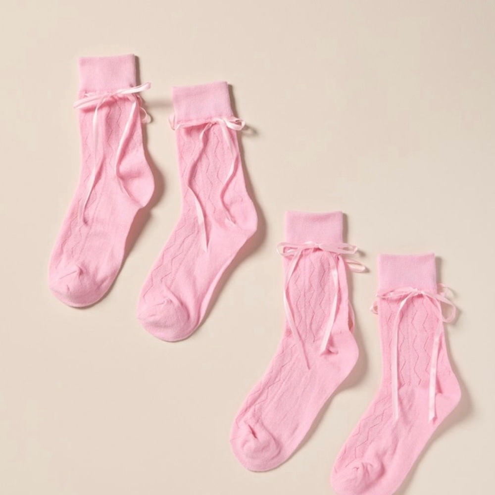 Francesca's Collections Pink Lace Socks (2 pair included) - Picture 2 of 2
